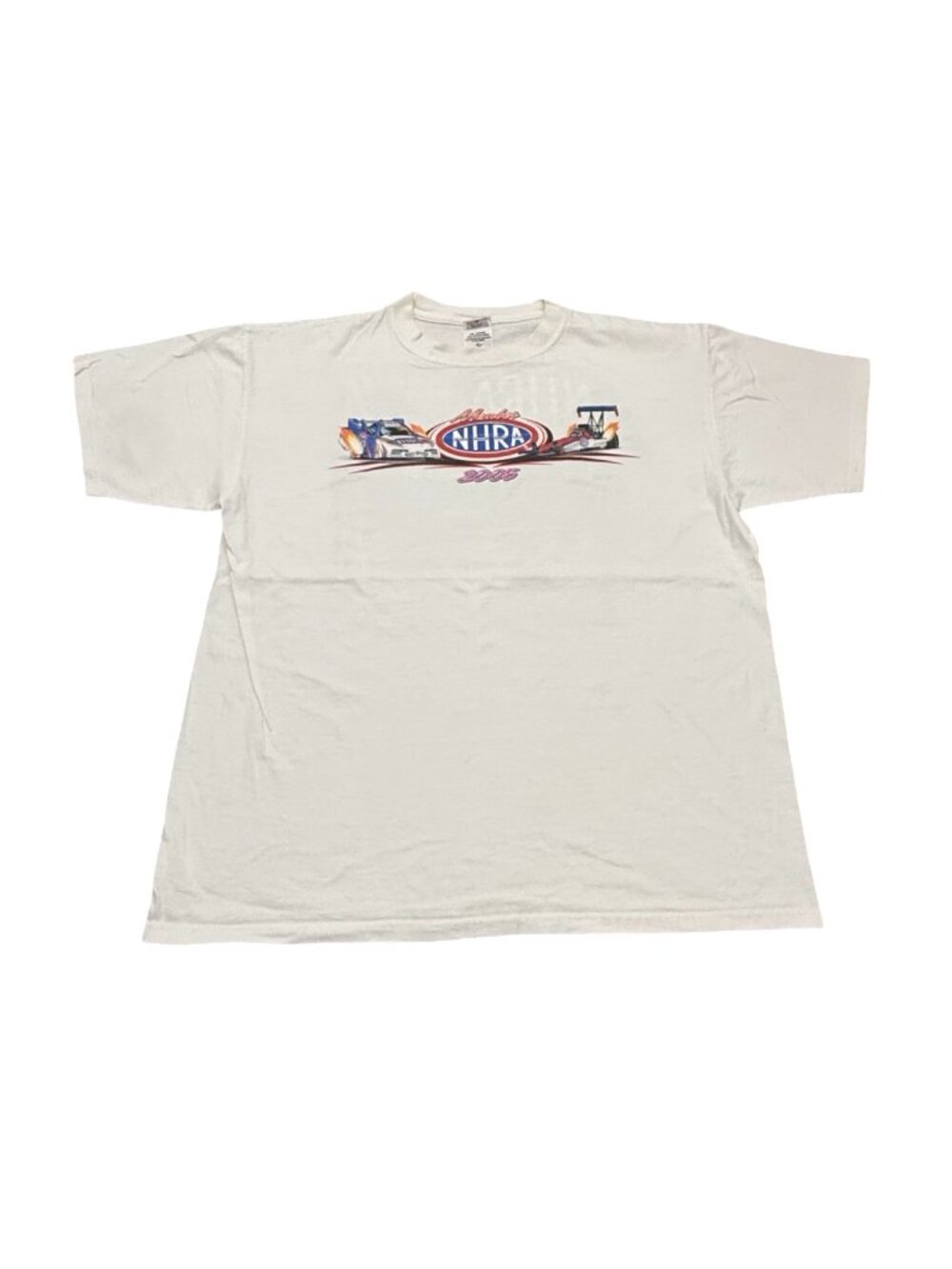 Vintage 2005 NHRA Drag Racing Graphic T Shirt White Cotton